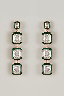 Gold Plated Zircon Enamelled Dangler Earrings