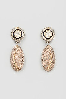 Two-Tone Finish Kundan Polki & Zircon Dangler Earrings