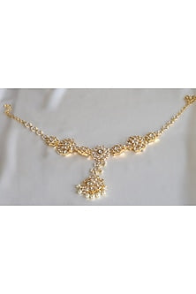 Gold Finish Mathapatti With Kundan & Pearls