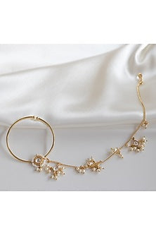 Gold Finish Kundan & Pearls Nath