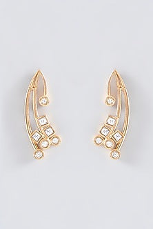 Gold Finish Polki Stud Earrings