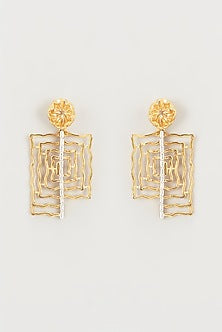 Gold Finish Zircon Dangler Earrings
