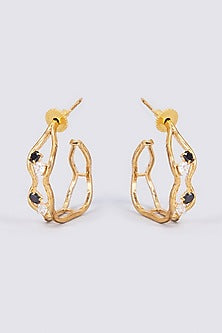 Gold Finish Synthetic Stone Bali Earrings