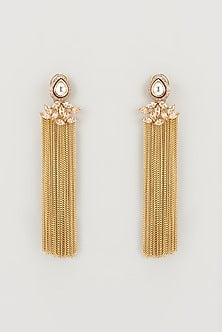 Gold Finish Kundan Polki Dangler Earrings