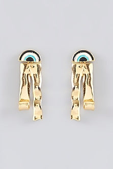 Gold Finish Evil Eye Enamel Stud Earrings