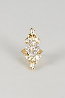 Gold Plated Kundan Polki Ring