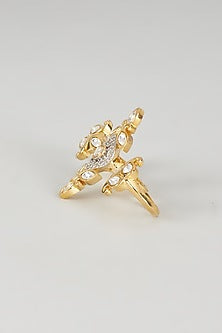 Gold Plated Kundan Polki Ring