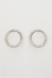 White Rhodium Finish Zircon Baguette Stud Earrings