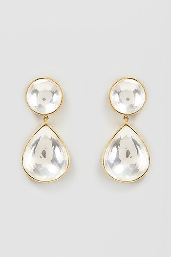 Gold Plated Kundan Polki Contemporary Earrings