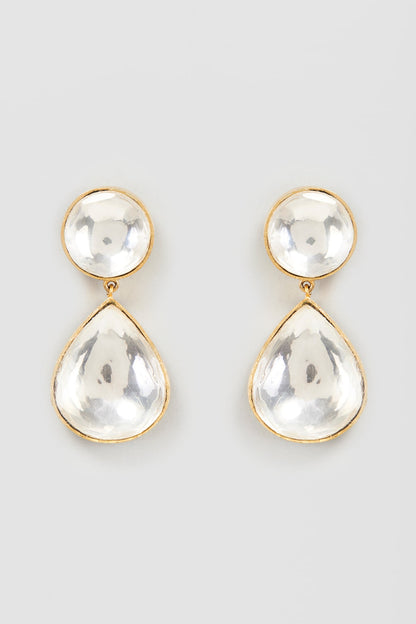 Gold Plated Kundan Polki Contemporary Earrings