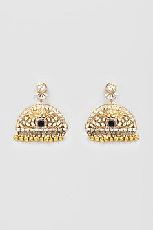 Gold Plated Kundan Polki Contemporary Earrings