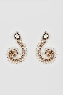 Gold Plated Kundan Polki Contemporary Earrings