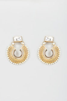 Gold Plated Kundan Polki Chandbali Earrings