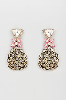 Gold Plated Enamel Dangler Earrings