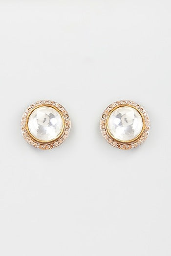 Gold Plated Kundan & Zircon Stud Earrings