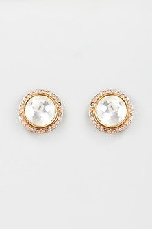 Gold Plated Kundan & Zircon Stud Earrings