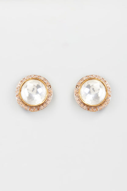 Gold Plated Kundan & Zircon Stud Earrings
