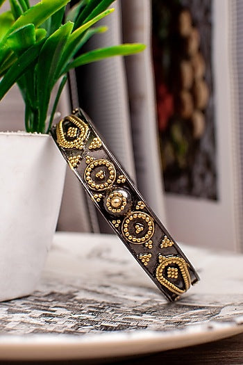 Gold Plated Cuff Bangle In Sterling Silver