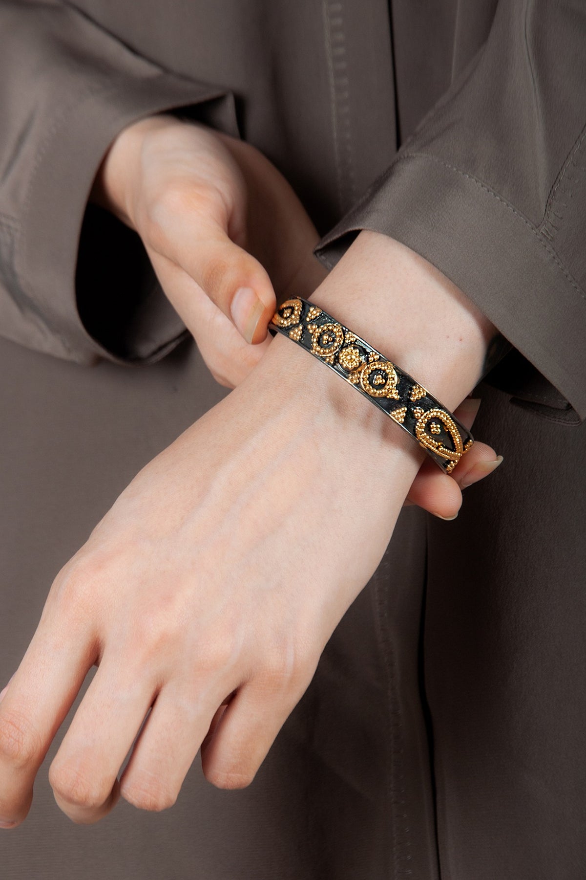 Gold Plated Cuff Bangle In Sterling Silver