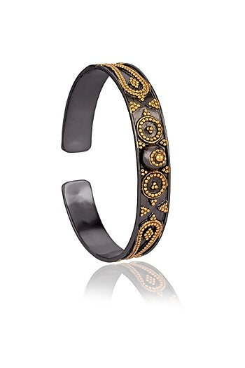 Gold Plated Cuff Bangle In Sterling Silver