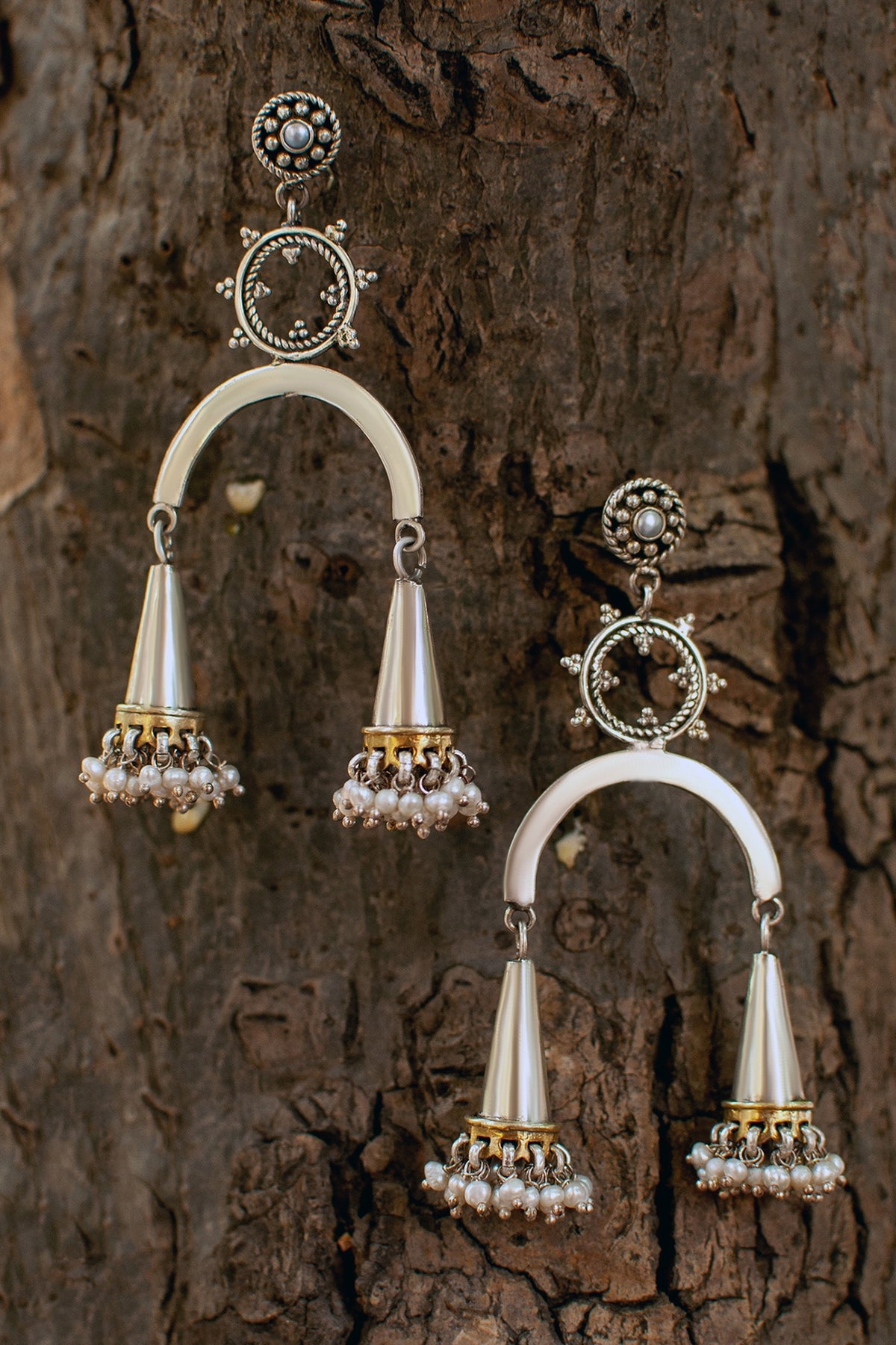 Gold Plated Dangler Earrings In Sterling Silver