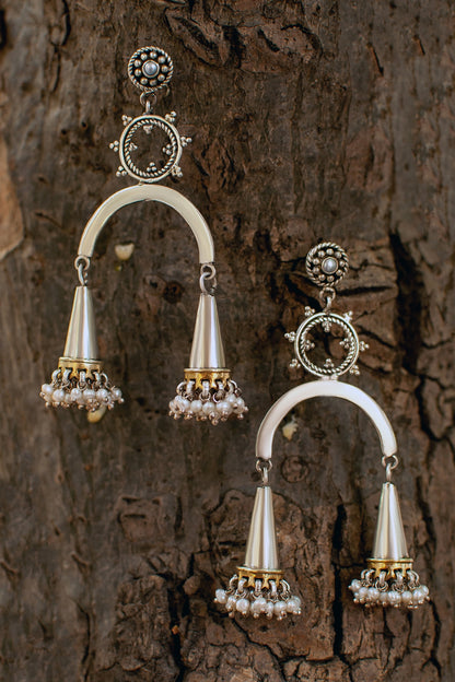 Gold Plated Dangler Earrings In Sterling Silver