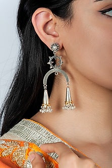 Gold Plated Dangler Earrings In Sterling Silver
