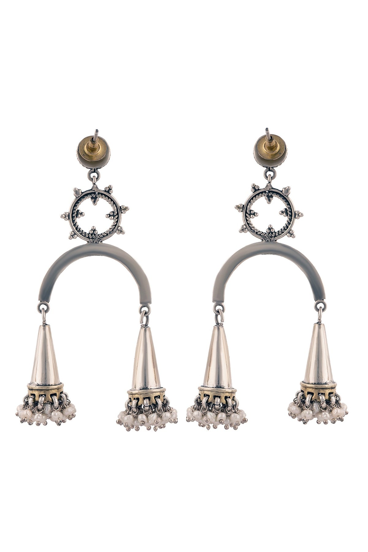 Gold Plated Dangler Earrings In Sterling Silver