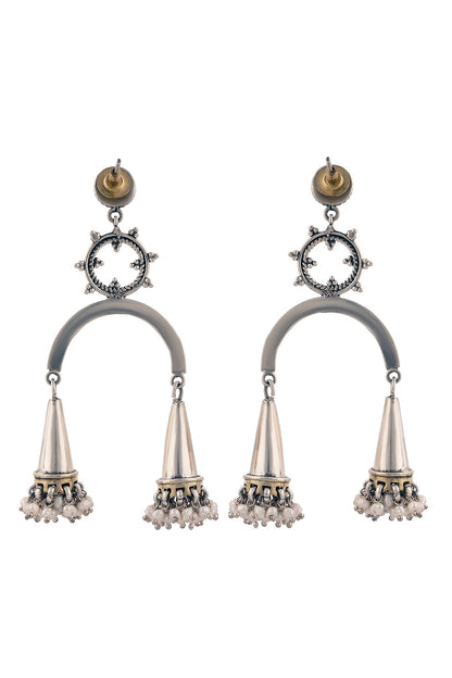 Gold Plated Dangler Earrings In Sterling Silver