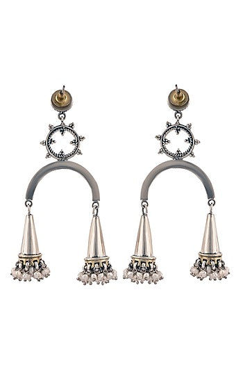 Gold Plated Dangler Earrings In Sterling Silver