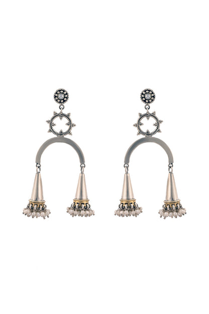 Gold Plated Dangler Earrings In Sterling Silver