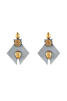 Two-Tone Finish Statement Dangler Earrings In Sterling Silver