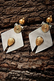 Two-Tone Finish Statement Dangler Earrings In Sterling Silver