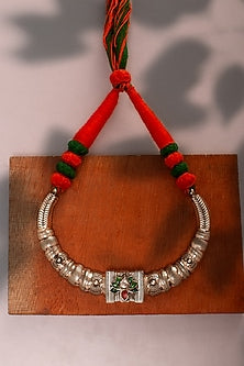 Multi-Colored Kundan Necklace In Sterling Silver