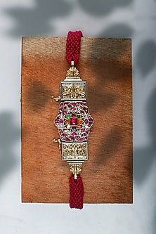 Two Tone Plated Multi-Colored Kundan Choker Necklace In Sterling Silver