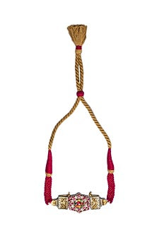 Two Tone Plated Multi-Colored Kundan Choker Necklace In Sterling Silver