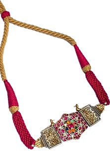 Two Tone Plated Multi-Colored Kundan Choker Necklace In Sterling Silver