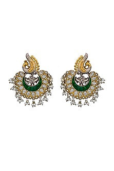 Two-Tone Finish Pearl Chandbali Earrings In 92.5 Sterling Silver