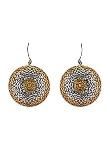 Two-Tone Finish Mesh Dangler Earrings In Sterling Silver
