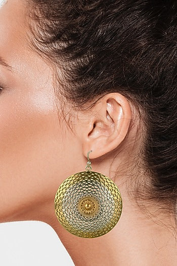 Two-Tone Finish Mesh Dangler Earrings In Sterling Silver