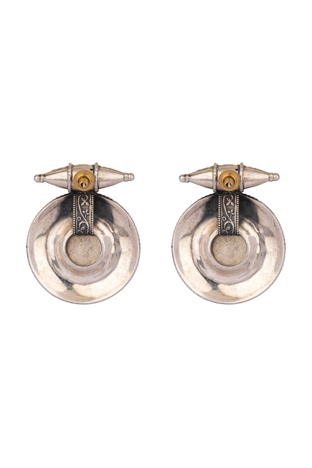 White Finish Coral Synthetic Stud Earrings In 92.5 Sterling Silver