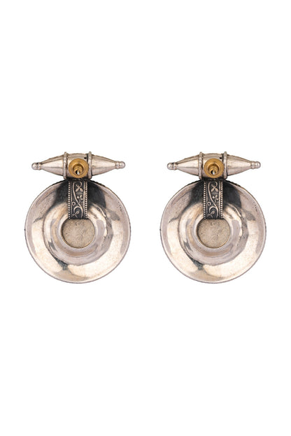 White Finish Coral Synthetic Stud Earrings In 92.5 Sterling Silver