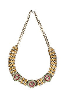 Two-Tone Finish Kundan Polki Necklace In 92.5 Sterling Silver