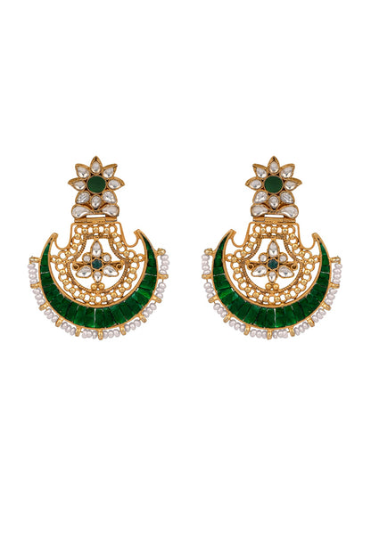 Gold Finish Chandbali Earrings In 92.5 Sterling Silver