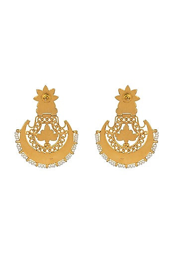Gold Finish Chandbali Earrings In 92.5 Sterling Silver