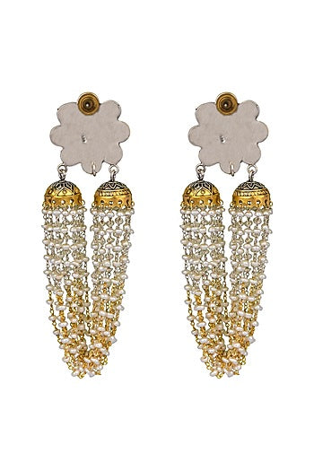 Two-Tone Finish Double Jhumka Earrings In Sterling Silver