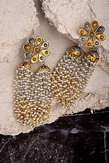 Two-Tone Finish Double Jhumka Earrings In Sterling Silver
