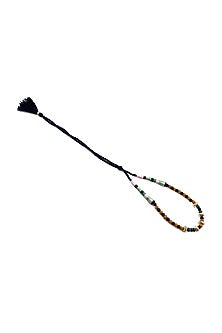 Two-Tone Finish Beaded Necklace With Blue Lapis In Sterling Silver