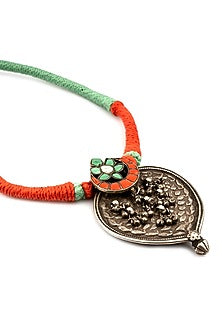 Black Rhodium Finish Peacock Necklace In Sterling Silver