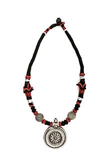 White Finish Beaded Long Necklace In Sterling Silver